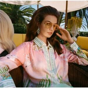 Casablanca Dalmatian button down silk twill shirt Pink Print M